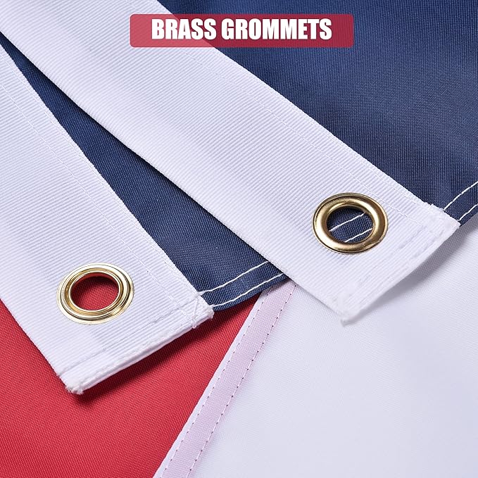 Texas State Flag 5x8 Ft, Deluxe Embroidered Heavy Duty Polyester Durable TX Outside Flags, Indoor/Outdoor, Sewn Stripes and Brass Grommets