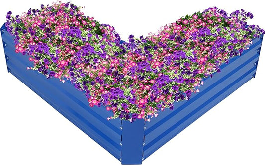 Sunnydaze Galvanized Raised Garden Bed - Metal Raised Bed for Gardening - Outdoor Planter Box for Flowers, Plants, and Vegetables - Blue - 12" L-Shaped