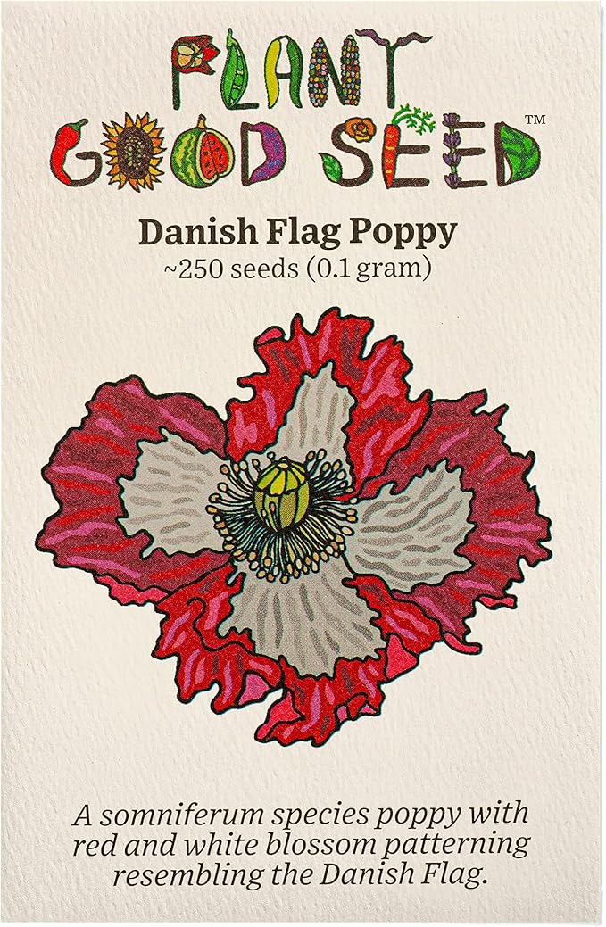 Plant Good Seed Danish Flag Poppy Seeds - Pack of 250, Heirloom Seeds for Planting Herbs, Flowers - Gardening Supplies, Herb Garden, Wildflower, Flower Seeds to Plant Outside - Non-GMO, from USA