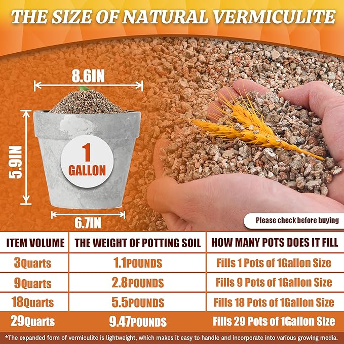 AVALUTION 29QT Vermiculite - Organic Vermiculite for Plants Horticultural Coarse Vermiculite Natural Soil Additive for Potted Plants Gardening Mushrooms Seed Starting