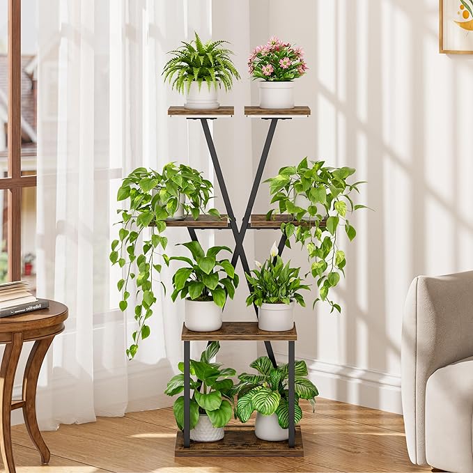 Plant Stand Indoor with Grow Lights - Corner Plant Shelf, 39" Corner Shelf for Indoor Plants Multiple, 4 Tiered Metal Holder for Living Room, Patio, Hallway, Black