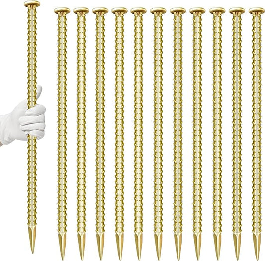 12 Pieces 16-Inch Garden Ground Stakes Galvanized Steel Rebar Stakes - Heavy Duty Ground Anchors for Tents, Position Stakes Kits,Fences Stakes, and Trampolines Stakes