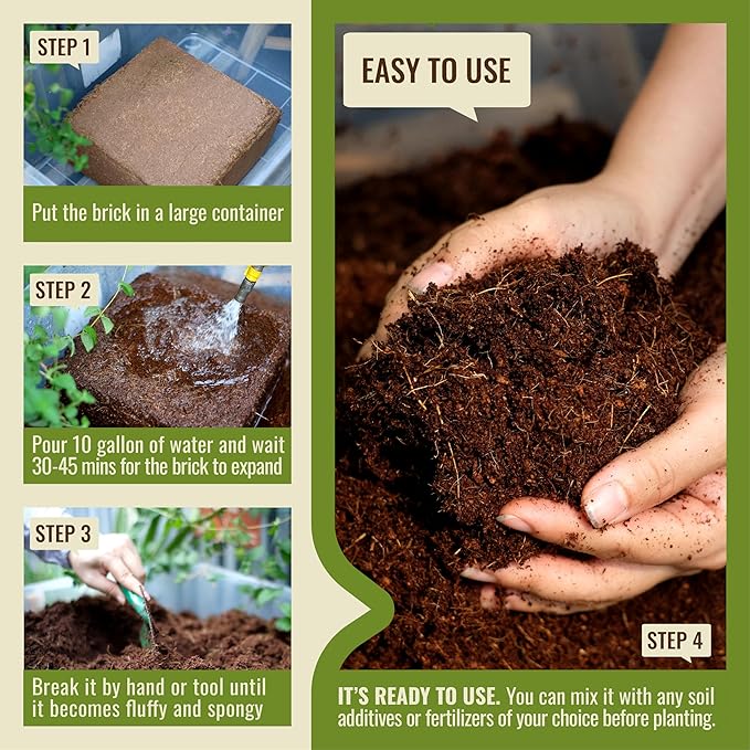 11Pcs Coco Coir Brick for Plants, Low EC & Balanced pH, Potting Mix, Coconut Fiber Substrate, Coco Coir in Bulk (18 Gallons Expansion)