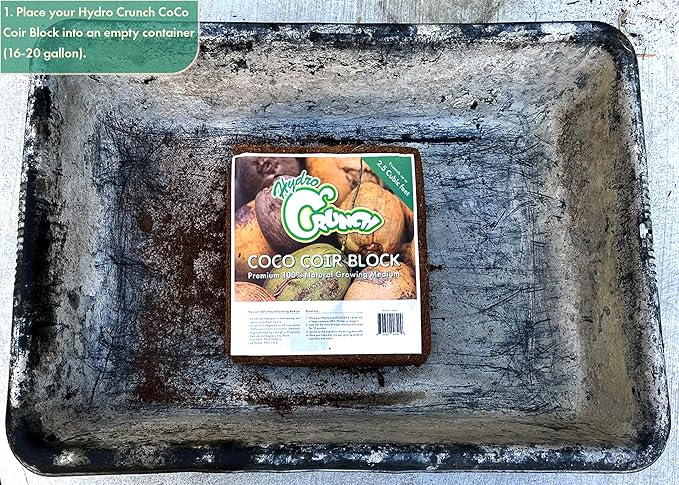 Hydro Crunch CB801 Coco Coir 2.5 Cubic Ft Block of Soiless Growing Media, Brown