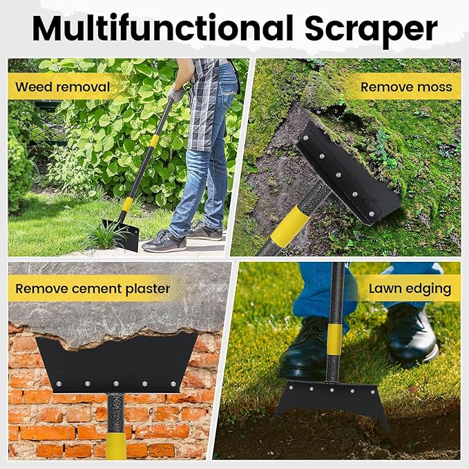 Garden Cleaning Shovel, Multifunctional Flat Shovel Floor Scraper Manual Weeder, 74" Long Handle Ice Chopper Snow Shovel Spade, Heavy Duty Garden Tool for Lawn Edging, Scraping, Ice Removal