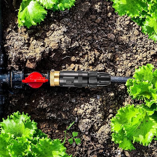 Feekoon 3 Set Drip Irrigation Faucet Adapter Kit 1/2'' Irrigation Tubing to 3/4'' Faucet Water Pressure Regulator Backflow Preventer with Filter, Drip Irrigation System Parts, No Assembly Required