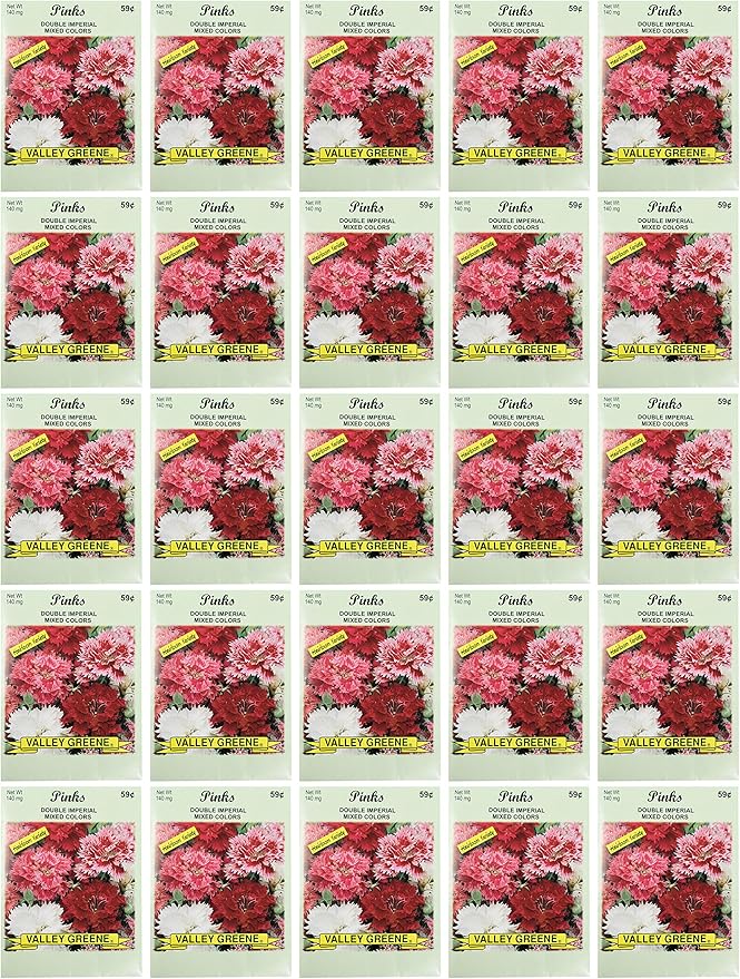 Black Duck Brand Set of 25 Pinks Double Mix Flower Seed Packets! Flower Seeds in Bulk - Great for Creating The Garden of Your Dreams! (25, Pinks - Double Imperial)