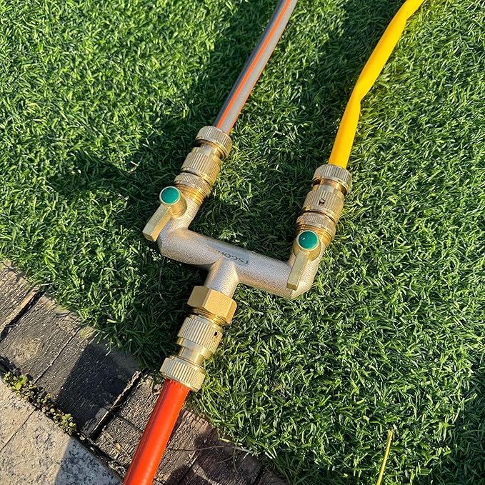 3/4-Inch Garden Hose splitter - Designed for installing multiple irrigation system timers - Suitable for high water pressure faucet manifolds - Freeze and rust resistant high flow 2-way valve