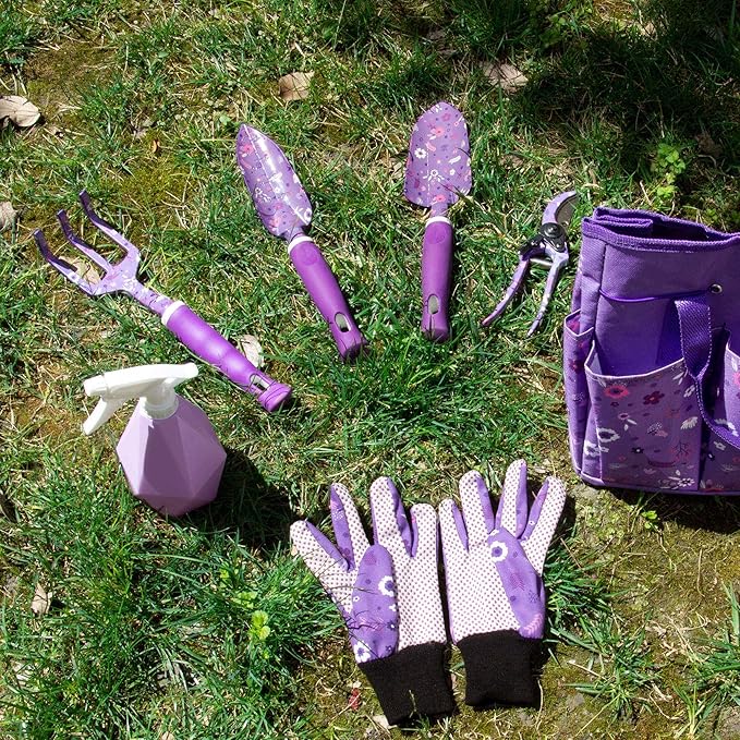 Gardening Gifts for Women, Gardening Tools for Women, Garden Tool Set, Heavy Duty Gardening Hand Tools with Garden Tool Bag, Purple
