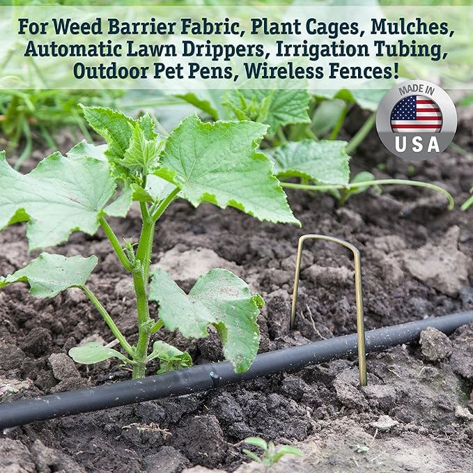 75 6-Inch Garden Landscape Staples Stakes Pins - USA Strong Pro Quality Built to Last. Weed Barrier Fabric, Ground Cover, Soaker Hose, Lawn Drippers, Irrigation Tubing, Wireless Invisible Dog Fence…