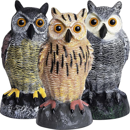 Galashield Owl Decoy | Plastic Fake Owls | Owl Statue for Garden & Outdoors [Set of 3]