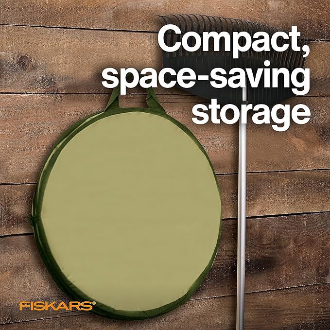 Fiskars Kangaroo Collapsible Garden Bag with Heavy Duty Hardshell Bottom for Yard Waste, 30 Gallon Reusable Container for Lawn Care and Gardening