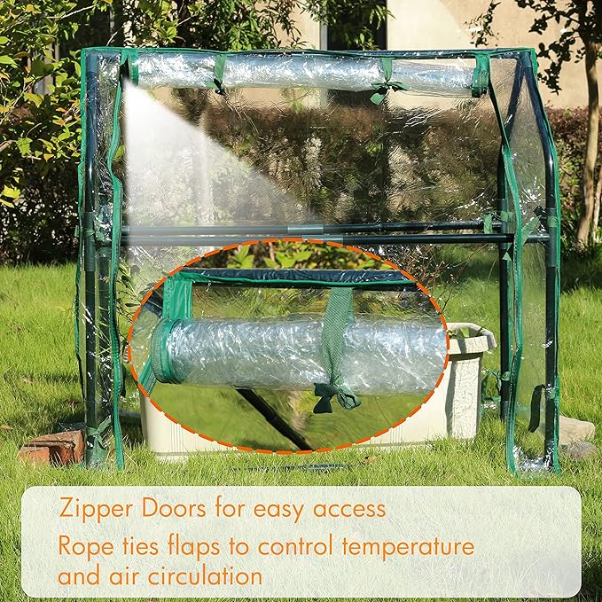Gardzen Mini Greenhouse Heavy Duty Portable Green House, Clear Tent Indoor or Outdoor for Plants 36.2”(L) x18.9”(W) x33.3”(H)
