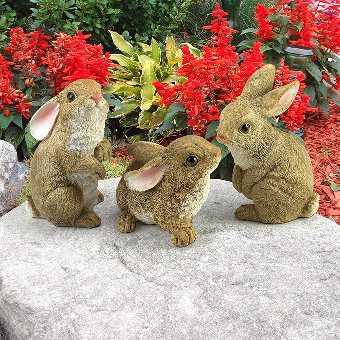 Design Toscano QM92008 The Bunny Den Rabbits Indoor/Outdoor Garden Animal Statues, 3 Inches Wide, 4 Inches Deep, 5 Inches High, Full Color Finish