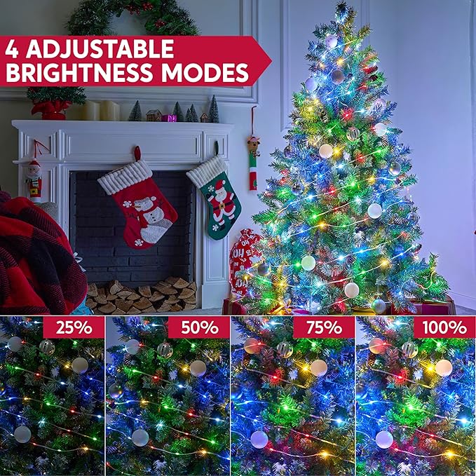 Joiedomi 1200 LED Christmas Lights Outdoor,394 FT Multicolor Christmas Tree Lights with 8 Modes Timer, PVC Clear Wire String Lights with Reel for Indoor Outdoor Holiday Xmas Eve Night Decorations