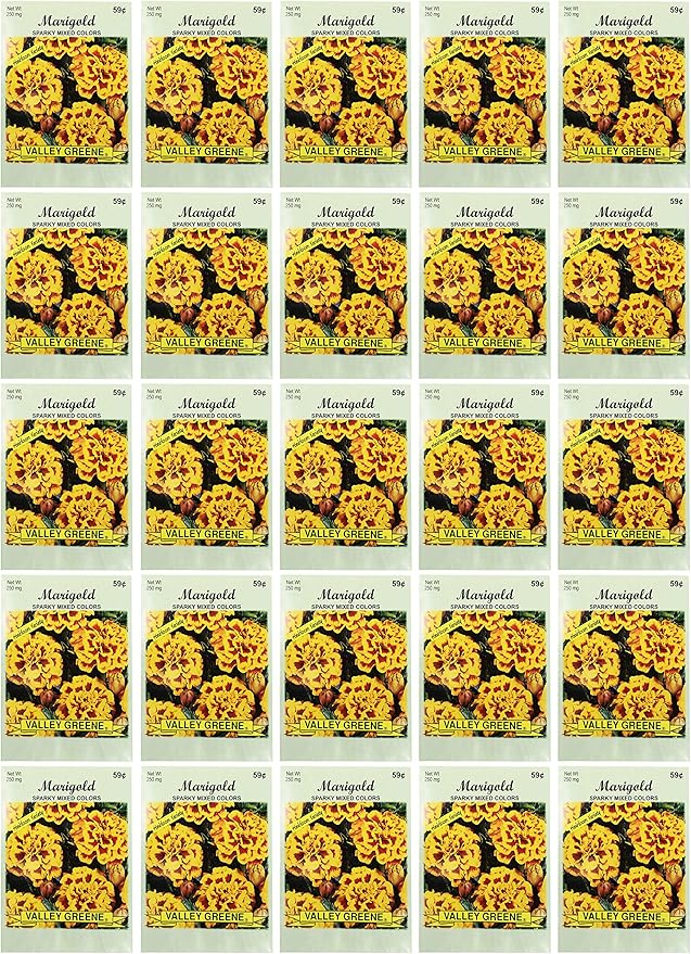 Black Duck Brand Set of 25 Packs of Marigold Sparky Flower Seed Packets! Flower Seeds in Bulk - Great for Creating The Garden of Your Dreams! (25, Marigold - Sparky Mixed)