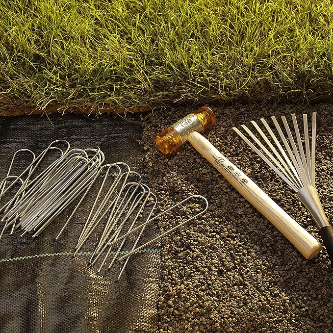 500-Pack Anti-Rust 6 Inch 11 Gauge Round-Top Heavy-Duty U-Shaped Garden Securing Stakes/Spikes/Pins/Pegs - Hot Dipped Galvanized Sod Staples for Anchoring Landscape Fabric