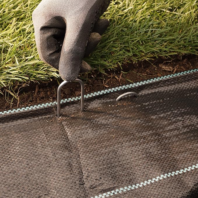 100-Pack Anti-Rust 8 Inch 9 Gauge Heavy-Duty U-Shaped Garden Securing Stakes/Spikes/Pins/Pegs - Hot Dipped Galvanized Sod Staples for Anchoring Landscape Fabric