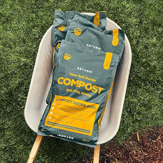 Return Organic Compost #001, Fertilizer for Indoor & Outdoor Garden Soil Beds, Plants & Vegetables, Potting Soil, Raised Beds, Lawns - Improves Soil Structure, Peat Free, OMRI Listed (32-35 Pound Bag)