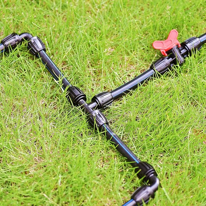 Drip Irrigation Fittings Kit Connectors for 1/2 Inch Tubing, Irrigation Tubing Fitting, Lock Caps Barbed Connectors - 2 Switch Valves,4 Couplings,4 Tee,2 End Plugs,2 Elbows,2 Thread Adapters