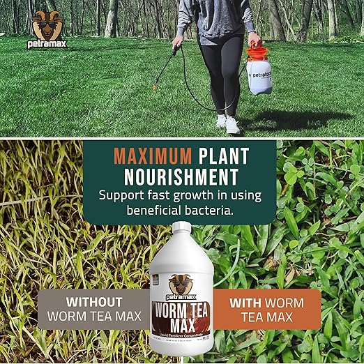 Worm Tea for Gardening Soil, Worm Tea Fertilizer Liquid - Worm Castings, Earthworm Casting Manure Fertilizer - Earthworm Tea Worm Castings - PetraTools Worm Casting Concentrate (1 Gal)