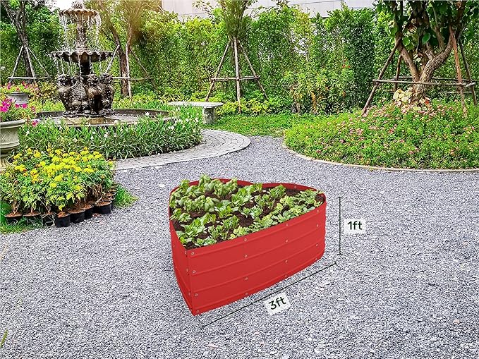Galvanized Raised Garden Beds Outdoor // Planter Raised Beds for Gardening, Vegetables, Flowers // Large Metal Garden Box (Red) // Tool-Free Assembly