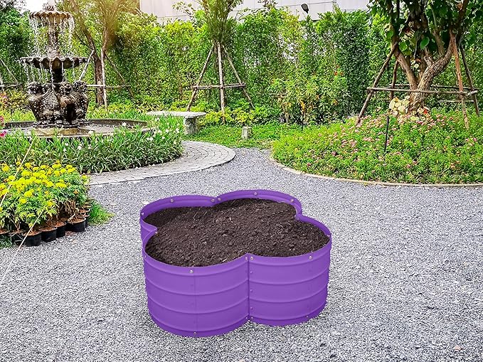 Galvanized Raised Garden Beds Outdoor // 3×3×1 ft Planter Raised Beds for Gardening, Vegetables, Flowers // Large Metal Garden Box (Purple) // Patented Tool-Free Design