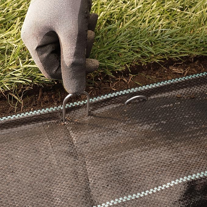 50-Pack Anti-Rust 6 Inch 11 Gauge Round-Top Heavy-Duty U-Shaped Garden Securing Stakes/Spikes/Pins/Pegs - Hot Dipped Galvanized Sod Staples for Anchoring Landscape Fabric