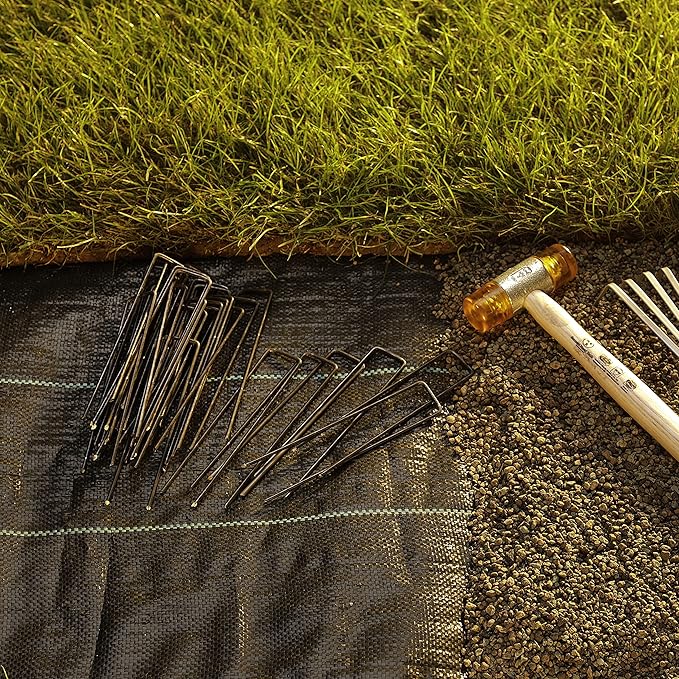 500-Pack 6'' 11 Gauge Heavy-Duty U-Shaped Garden Stakes Staples Spikes Pins Pegs - Ground Stakes for Anchoring Landscape Fabric