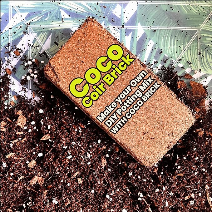Gro-Med Coco Coir Brick 10s Pack – 1.4 lb Each,Expands to 100 Quarts, Enriched with NPK, Organic Potting Soil Mix for Plants,Seed Starting,Herbs,Flowers and Ideal Reptile Bedding for Snakes &Terrarium