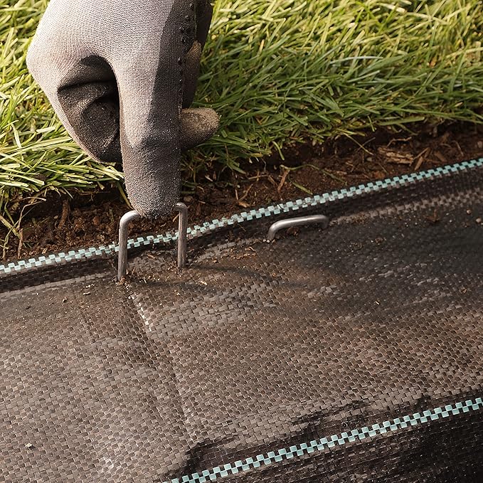 500-Pack Anti-Rust 6'' 11 Gauge Heavy-Duty Flat-Top U-Shaped Garden Stakes Staples Spikes Pins Pegs - Ground Stakes for Anchoring Landscape Fabric