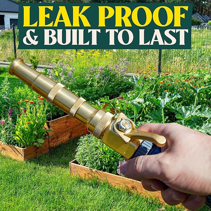 Haus & Garten Heavy-Duty 3/4" Brass Garden Hose Shut Off Valve - Garden Hose Connector, Water Shutoff, Gardening Hose Nozzle Valve, Outdoor 3/4 Inch GHT Brass Shut Off Valve Attachment (2-Pack)